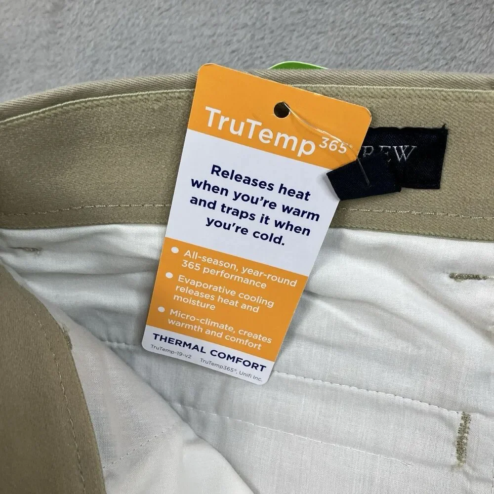 J Crew Chino Pants Mens 31x30 Khaki Stretch Slim TruTemp365 Lightweight CO402